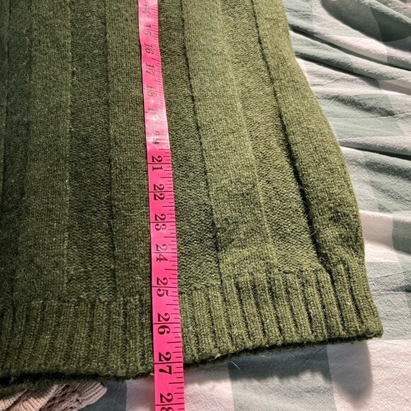 Vintage London Fog Sweater Mens L Green Wool Ribbed V-neck Academia Grandpa - Picture 7 of 7